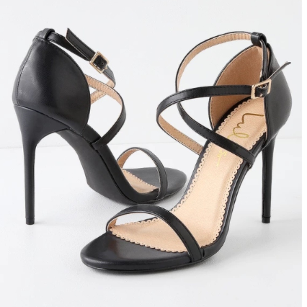 NWT Lulu's Trysten Sexy Black Ankle Strap Heels